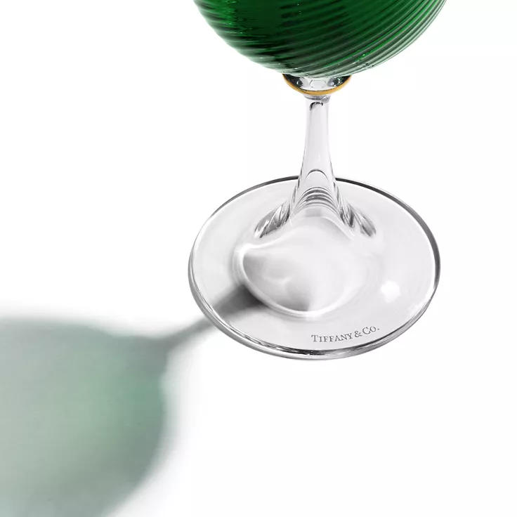 Tiffany Twist:Red Wine Glass in Dark Green Glass, 1