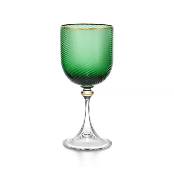 Red Wine Glass in Dark Green Glass