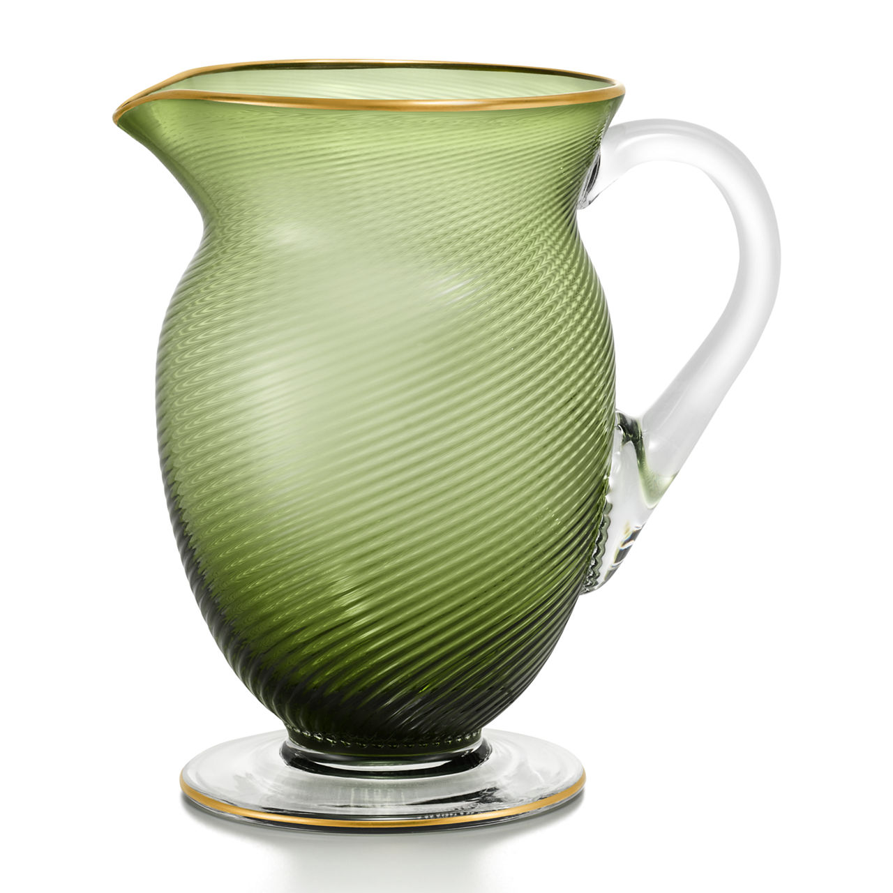 Tiffany Twist Pitcher in Light Green Glass
