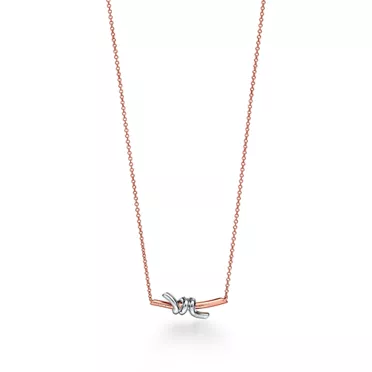 Tiffany Knot:Small Pendant in Rose Gold and Platinum with Diamonds, 3
