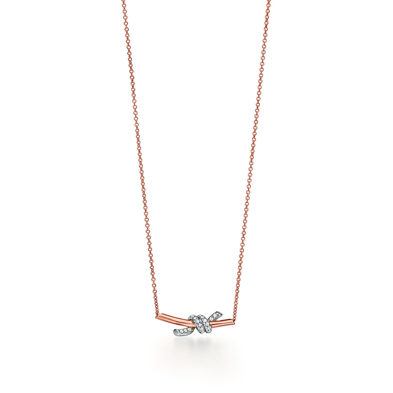 Small Pendant in Rose Gold and Platinum with Diamonds