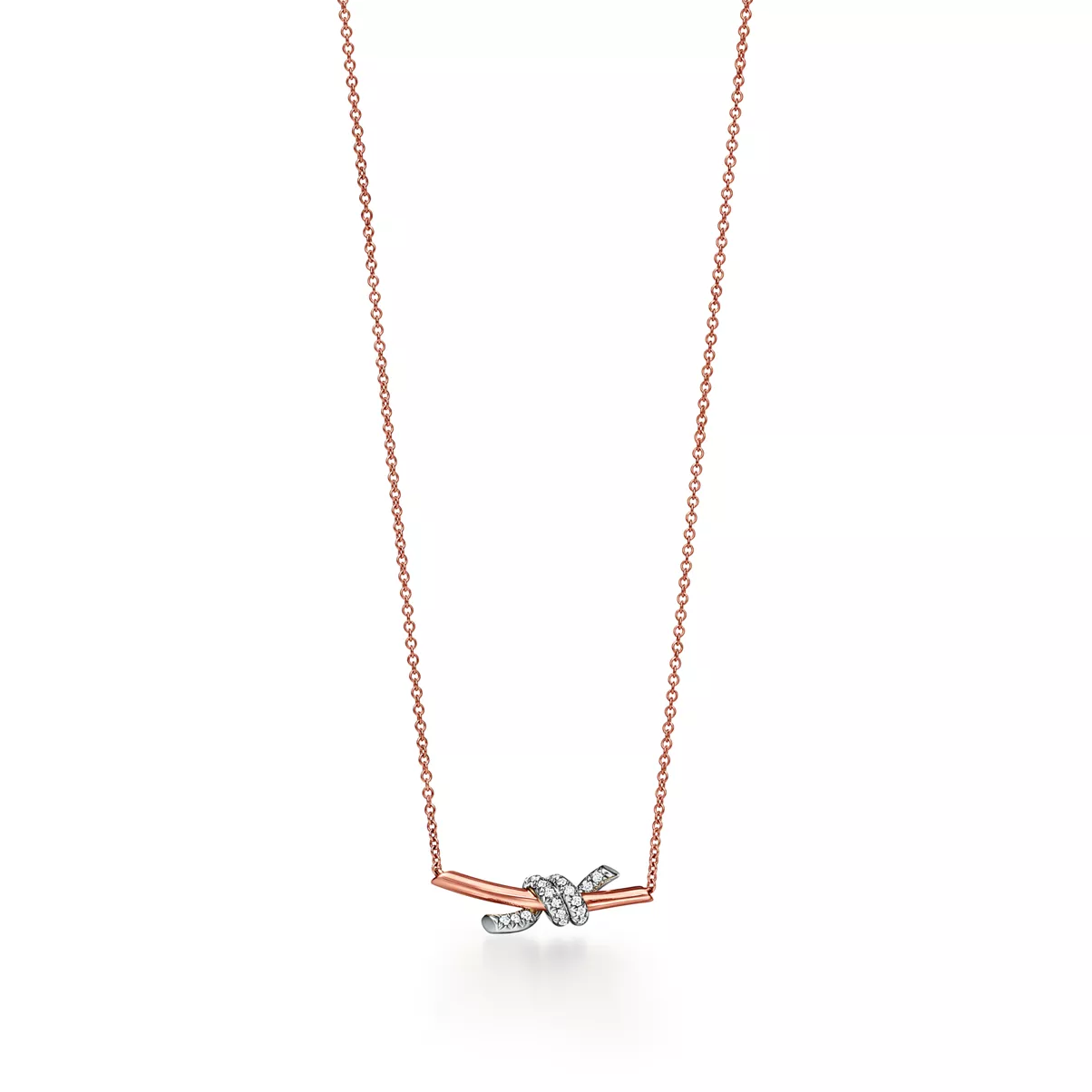 Small Pendant in Rose Gold and Platinum with Diamonds