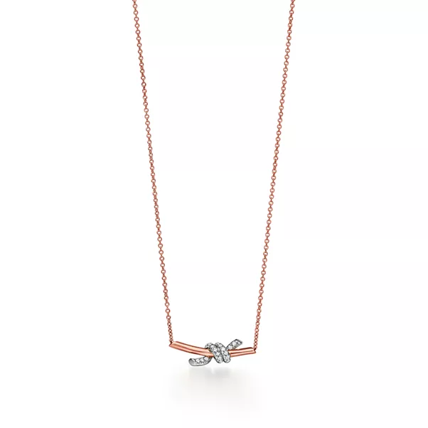 Small Pendant in Rose Gold and Platinum with Diamonds