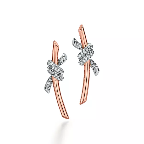 Earrings in Rose Gold and Platinum with Diamonds