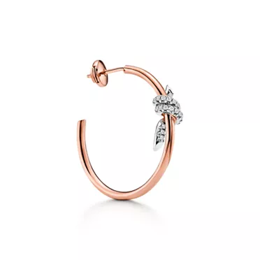 Tiffany Knot:Large Hoop Earrings in Rose Gold and Platinum with Diamonds, 2