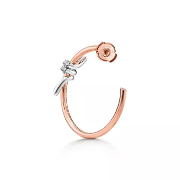 Tiffany Knot:Large Hoop Earrings in Rose Gold and Platinum with Diamonds, 3