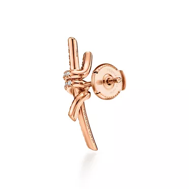 Tiffany Knot:Earrings in Rose Gold with Pav&eacute; Diamonds, 3