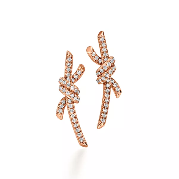 Earrings in Rose Gold with Pav&eacute; Diamonds