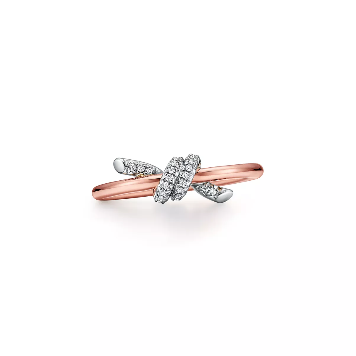 Anello in oro rosa e platino con diamanti