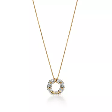 Sixteen Stone by Tiffany:Large Circle Pendant in Platinum and Gold with Diamonds, 2
