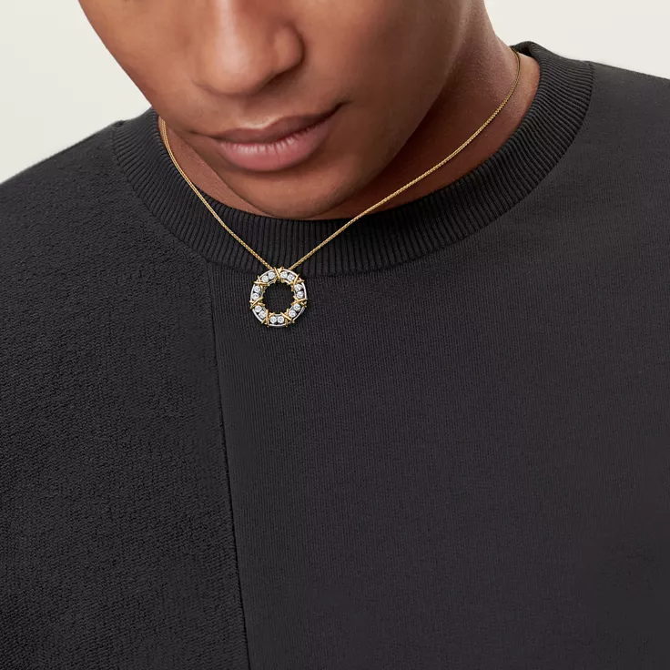 Sixteen Stone by Tiffany:Large Circle Pendant in Platinum and Gold with Diamonds, 1