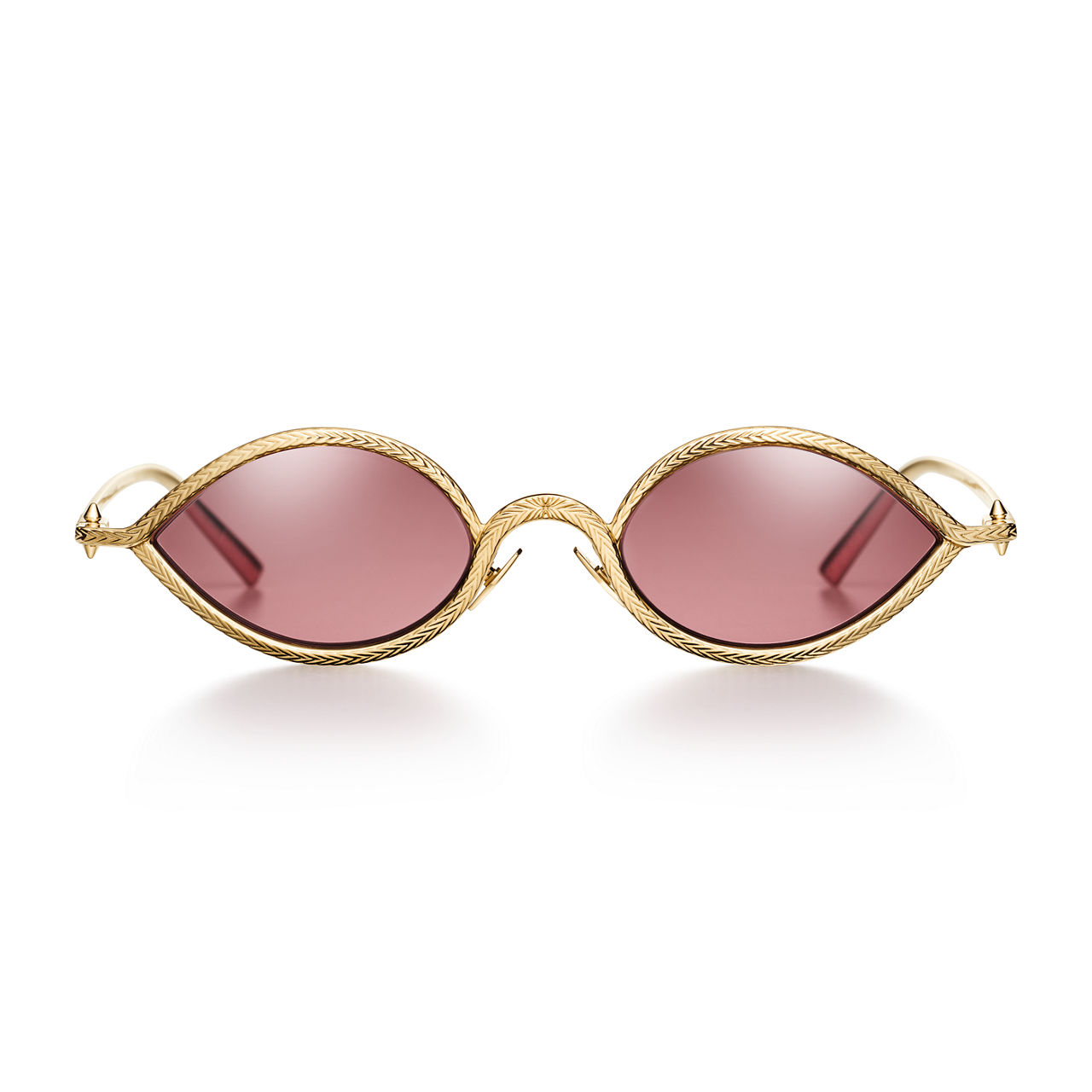 Sunglasses in Gold with Red Crystal Lenses