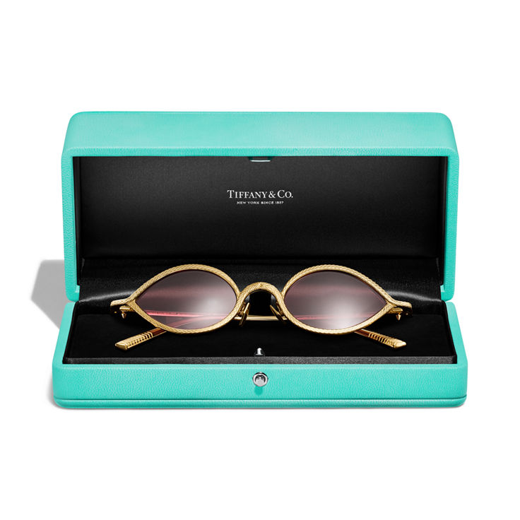 Tiffany Titan by Pharrell Williams:Sunglasses in Gold with Red Crystal Lenses image number 2