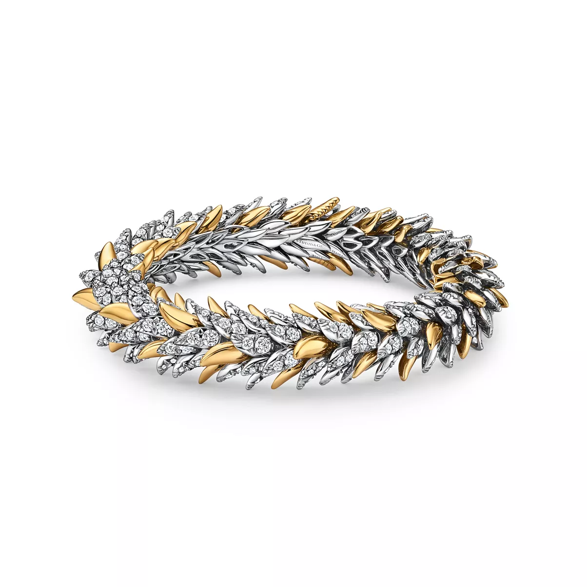 Feathers Bracelet in Platinum and Yellow Gold