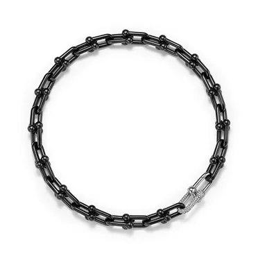 Tiffany HardWear:Sautoir &agrave; maillons taille Large en titane, platine et diamants, 3