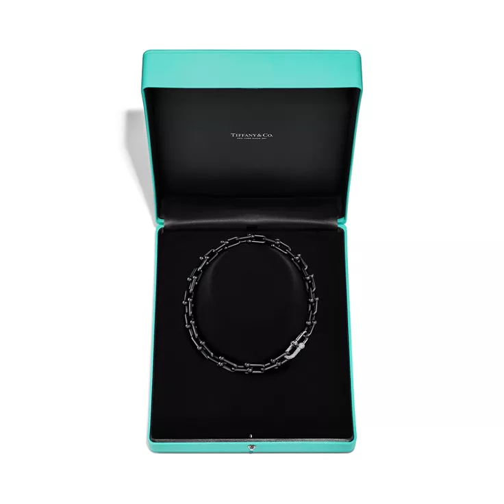 Tiffany HardWear:Sautoir &agrave; maillons taille Large en titane, platine et diamants, 5