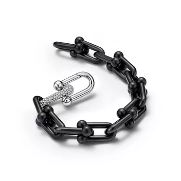 Tiffany HardWear:Large Link Bracelet in Titanium and Platinum with Diamonds, 3