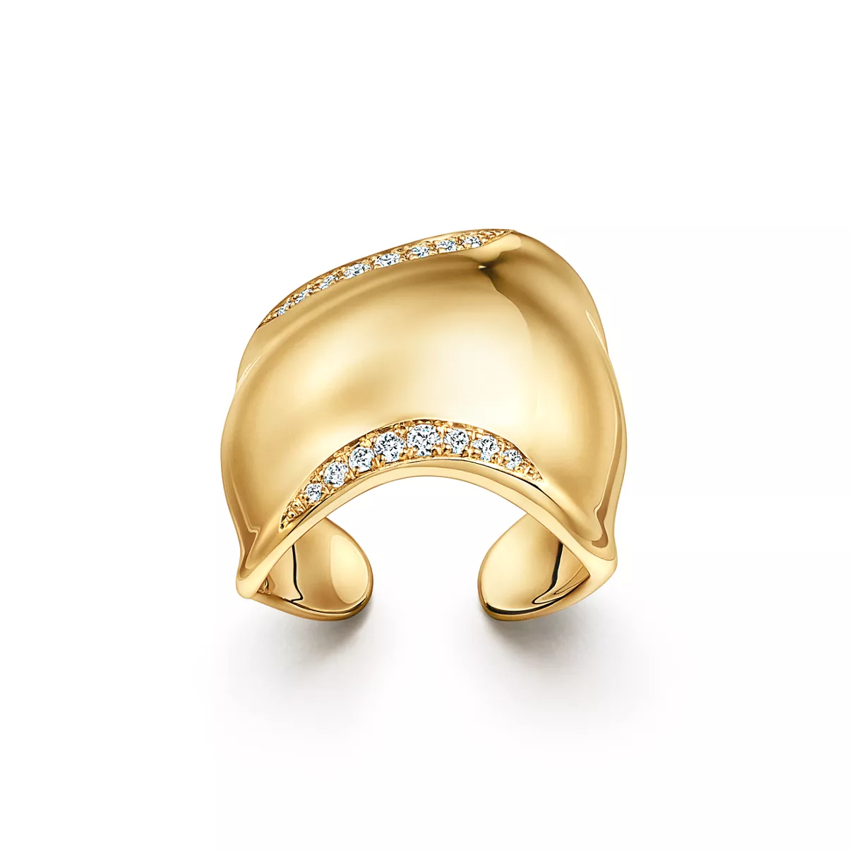 Bone Ring in Gelbgold mit Diamanten