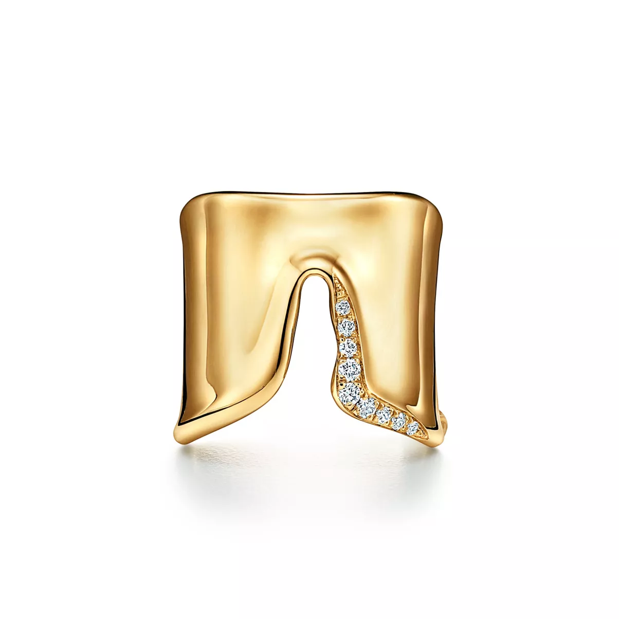 Split Ring in Gelbgold mit Diamanten