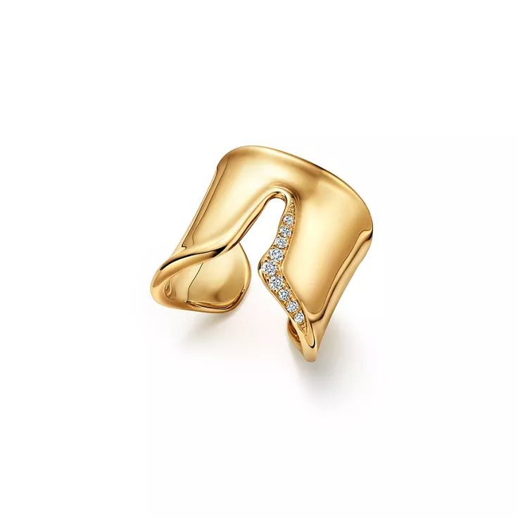 Elsa Peretti®:Split Ring in Yellow Gold with Diamonds, 5