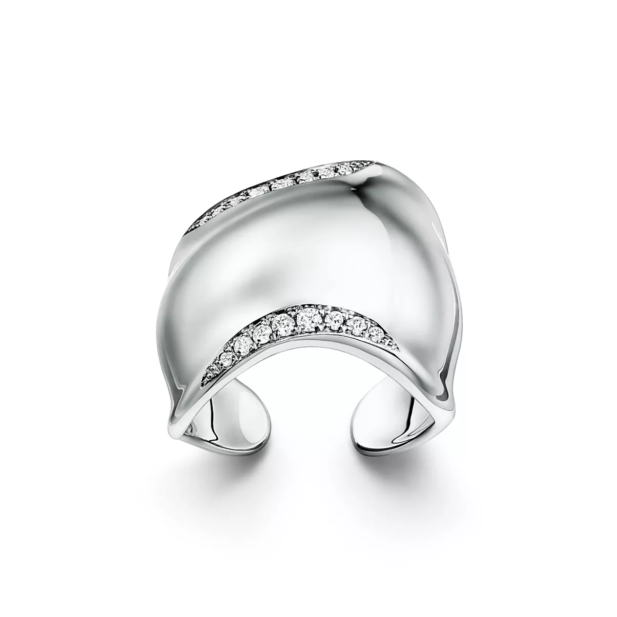 Bone Ring in Platinum with Diamonds