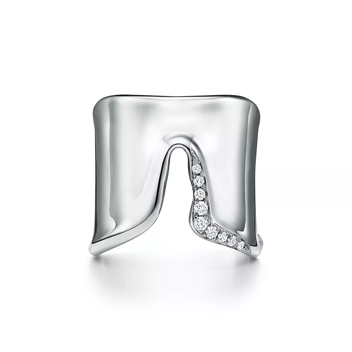 Split Ring in Platin mit Diamanten