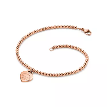 Return to Tiffany®:Mini Heart Tag Bead Bracelet in Rose Gold, 2