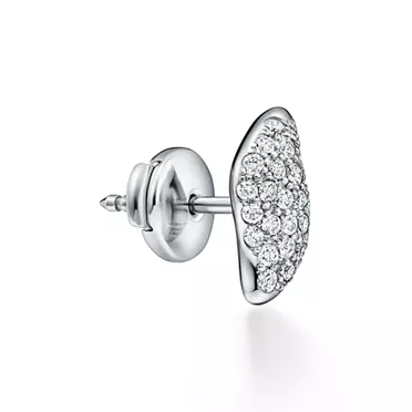 Elsa Peretti&reg;:Mini Stud Feather Earrings in Platinum with Pav&eacute; Diamonds, 2