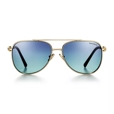 티파니 노트:선글라스, 페일 골드 컬러 메탈, 티파니 블루 렌즈, 2