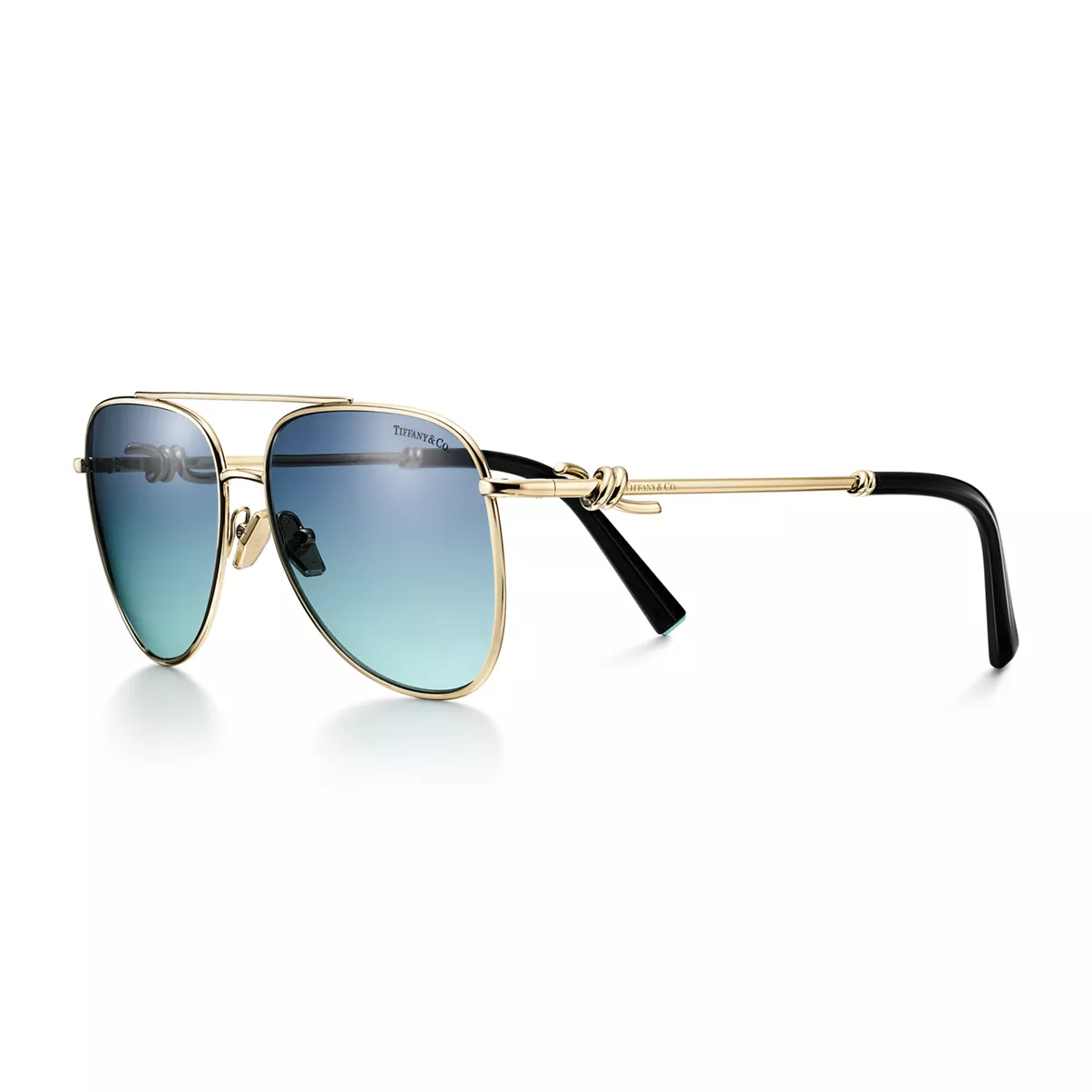 선글라스, 페일 골드 컬러 메탈, 티파니 블루 렌즈