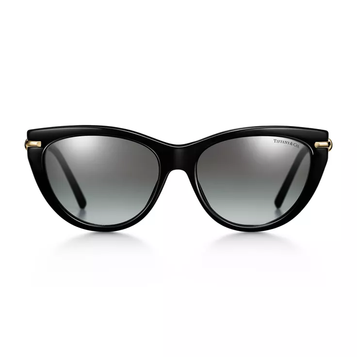 Tiffany Knot:Sunglasses in Black Acetate with Gray Gradient Lenses, 1