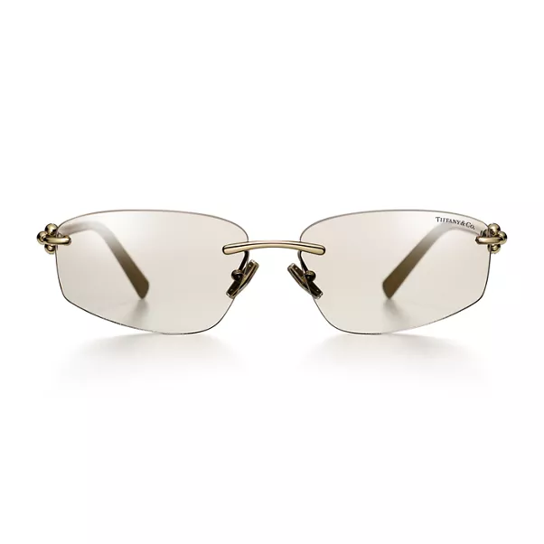 Sunglasses in Pale Gold-colored Metal with Light Gray Lenses