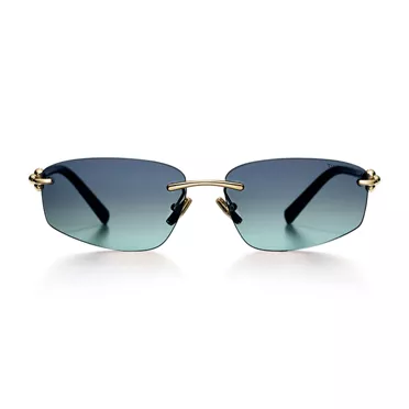 Tiffany HardWear:Sunglasses in Pale Gold-colored Metal with Tiffany Blue® Lenses, 2