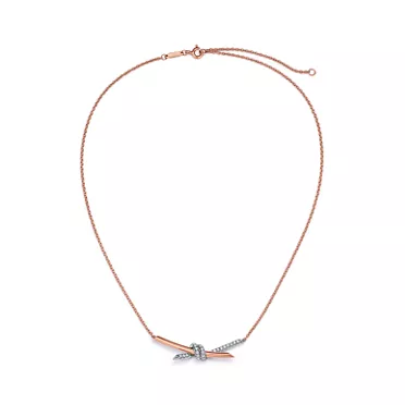 Tiffany Knot:Pendant in Rose Gold and Platinum with Diamonds, 3