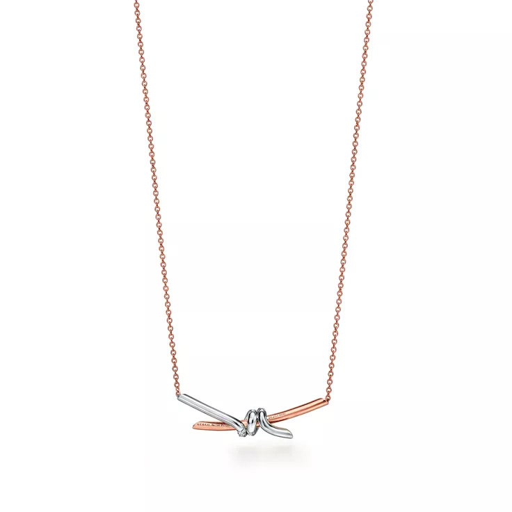 Tiffany Knot:Pendant in Rose Gold and Platinum with Diamonds, 4