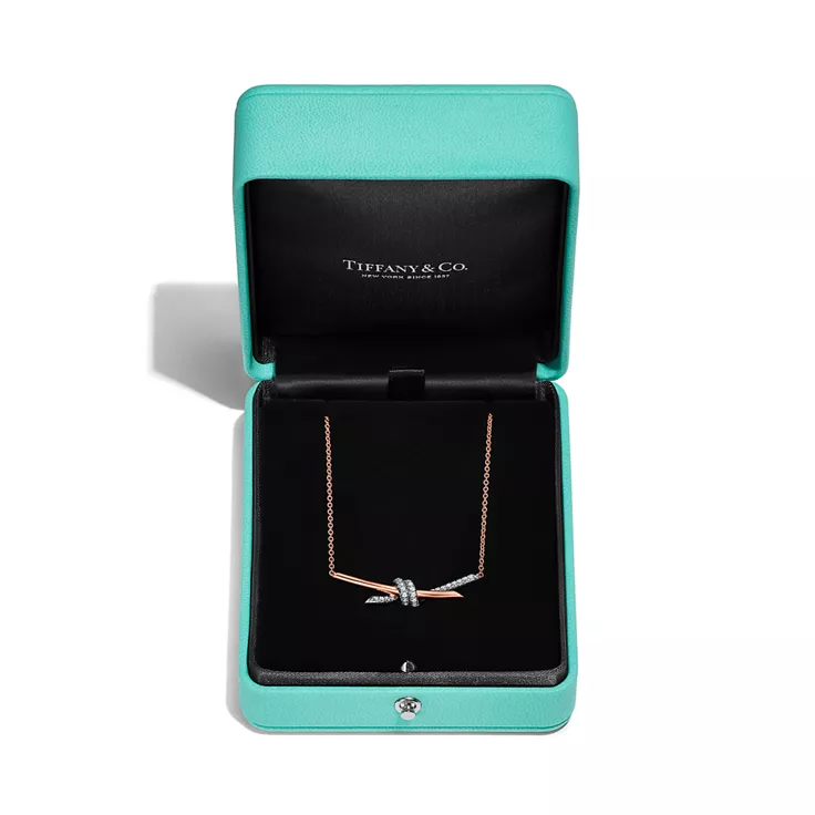 Tiffany Knot:Pendant in Rose Gold and Platinum with Diamonds, 6