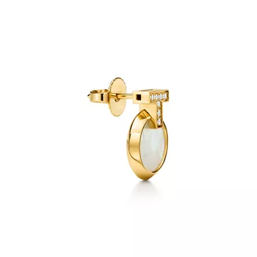 Tiffany T:Boucles d&rsquo;oreilles Cercle T1 en or jaune 18 carats, nacre et diamants, 2