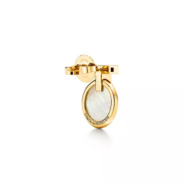 Tiffany T:Boucles d&rsquo;oreilles Cercle T1 en or jaune 18 carats, nacre et diamants, 3