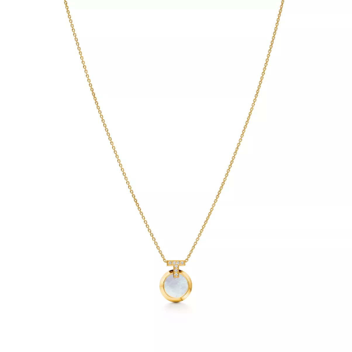 Pendentif Cercle r&eacute;versible T1 en or 18&nbsp;carats, turquoise et nacre