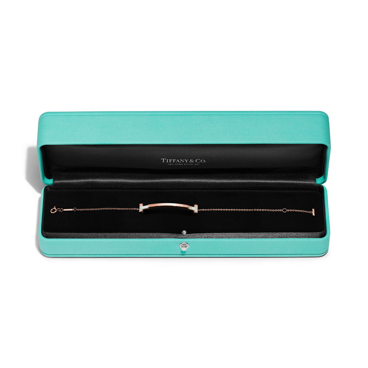 Tiffany T:Smile Medium Bracelet in Rose Gold with White Mother-of