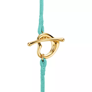Elsa Peretti&reg;:Open Heart Bracelet in Yellow Gold on a Tiffany Blue&reg; Silk Cord, 3