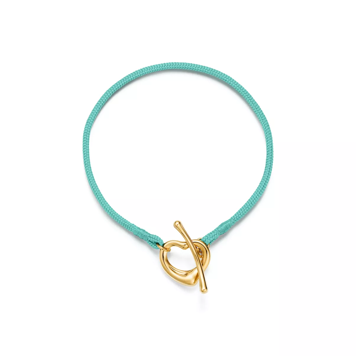 Open Heart Bracelet in Yellow Gold on a Tiffany Blue&reg; Silk Cord