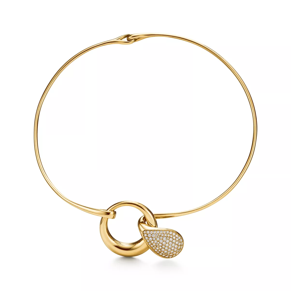 Teardrop Necklace in Yellow Gold with Pav&eacute; Diamonds