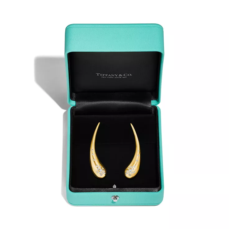 Elsa Peretti&reg;:Teardrop Earrings in Yellow Gold with Diamonds, 4