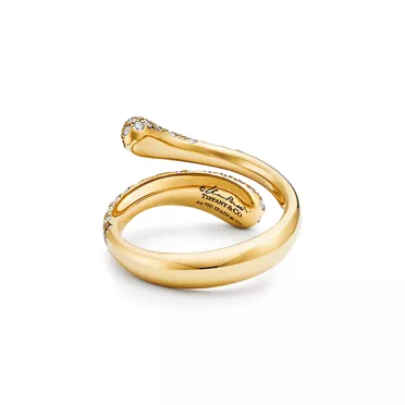 Elsa Peretti&reg;:Teardrop Ring in Yellow Gold with Pav&eacute; Diamonds, 3