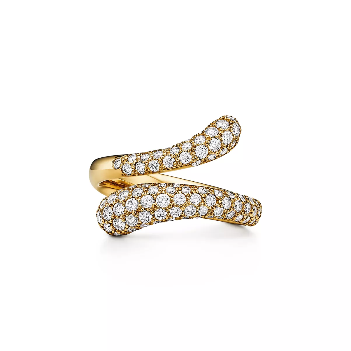 Teardrop Ring in Yellow Gold with Pav&eacute; Diamonds