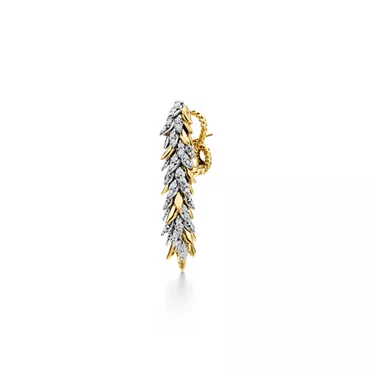 Bird on a Rock by Tiffany:Feathers Earrings in Yellow Gold and Platinum, 2