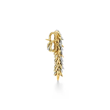 Bird on a Rock by Tiffany:Feathers Earrings in Yellow Gold and Platinum, 3