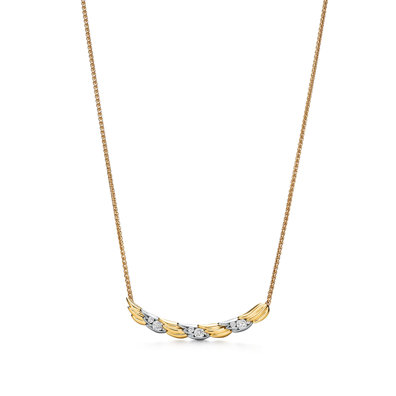 Wings Pendant in Gold and Platinum with Pav&eacute; Diamonds