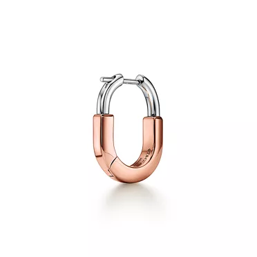 Tiffany Lock:Pendientes peque&ntilde;os de oro rosa y platino con diamantes, 3